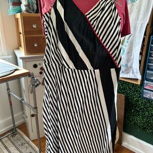 Topshop Vintage Asymmetrical Black and White Wrap Sundress